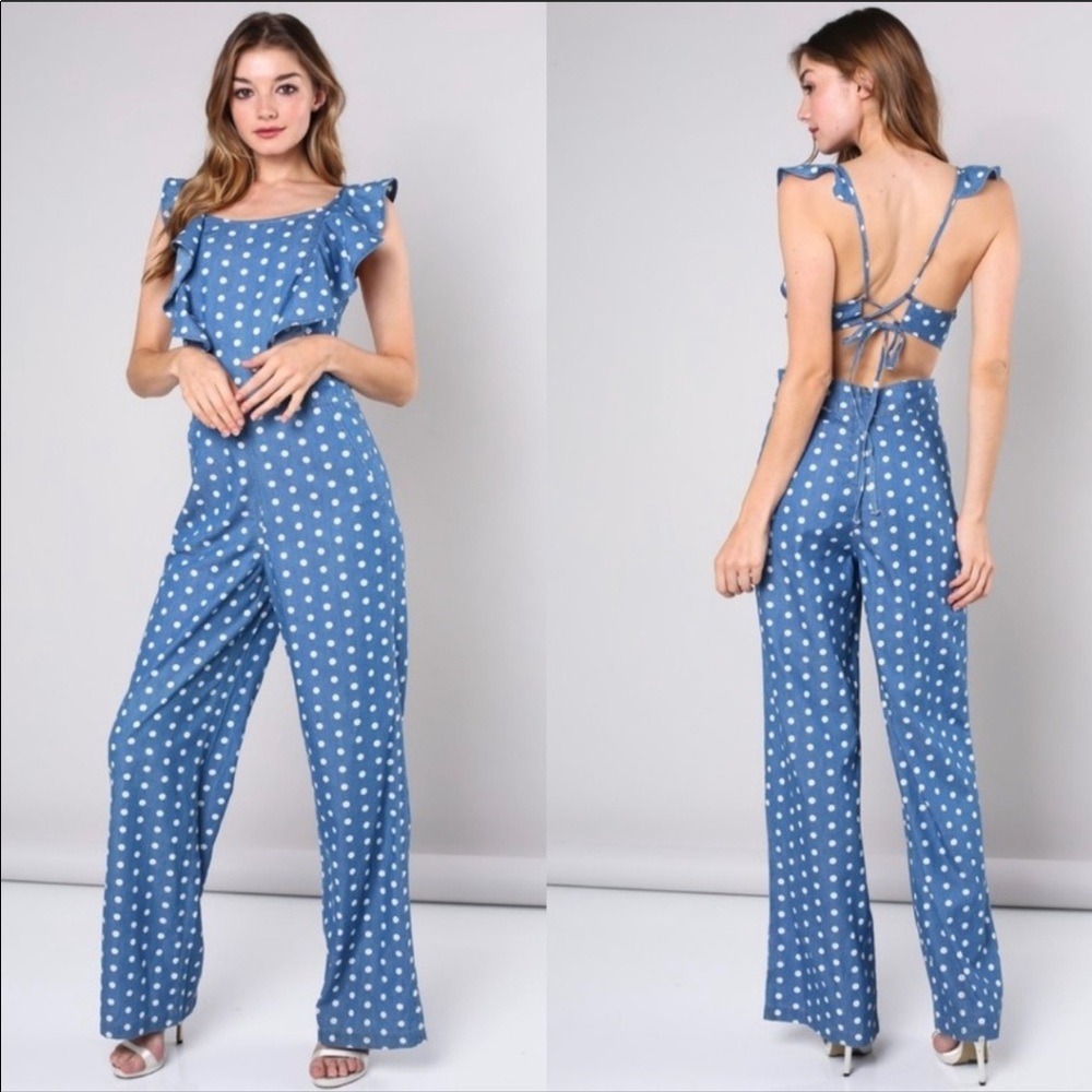 NEW - Women’s Denim Polka Dot Jumpsuit